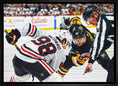 Charger l'image dans la visionneuse de la galerie, Connor Bedard 20x29 Framed Canvas Blackhawks vs Crosby