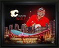 Charger l'image dans la visionneuse de la galerie, Dustin Wolf 16x20 Framed Skyline Print Calgary Flames