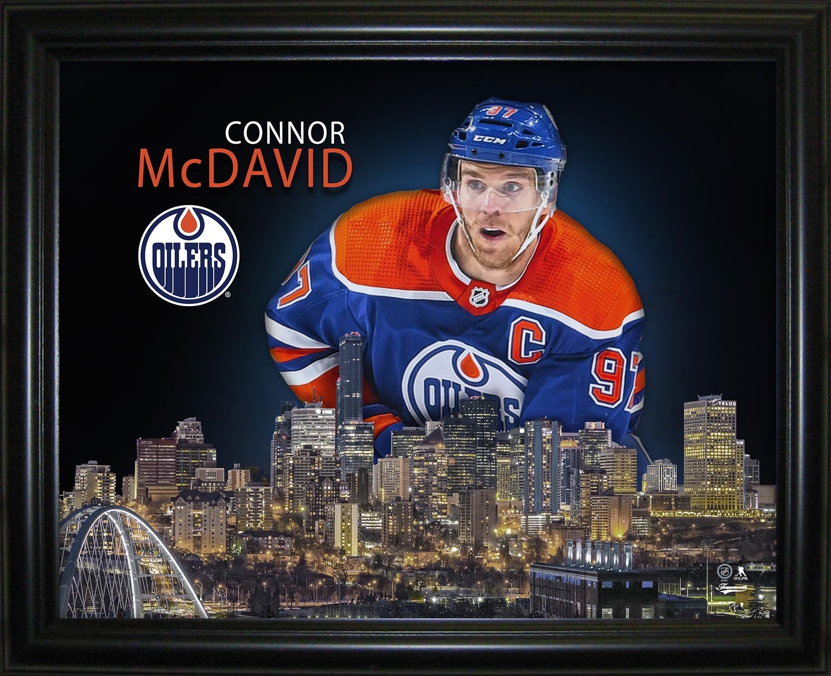 Connor McDavid 16x20 Framed Skyline Print Edmonton Oilers