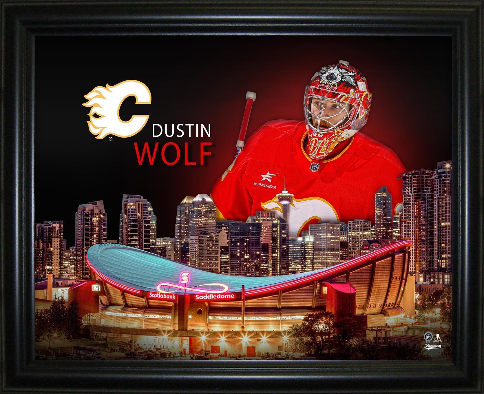 Dustin Wolf 16x20 Framed Skyline Print Calgary Flames