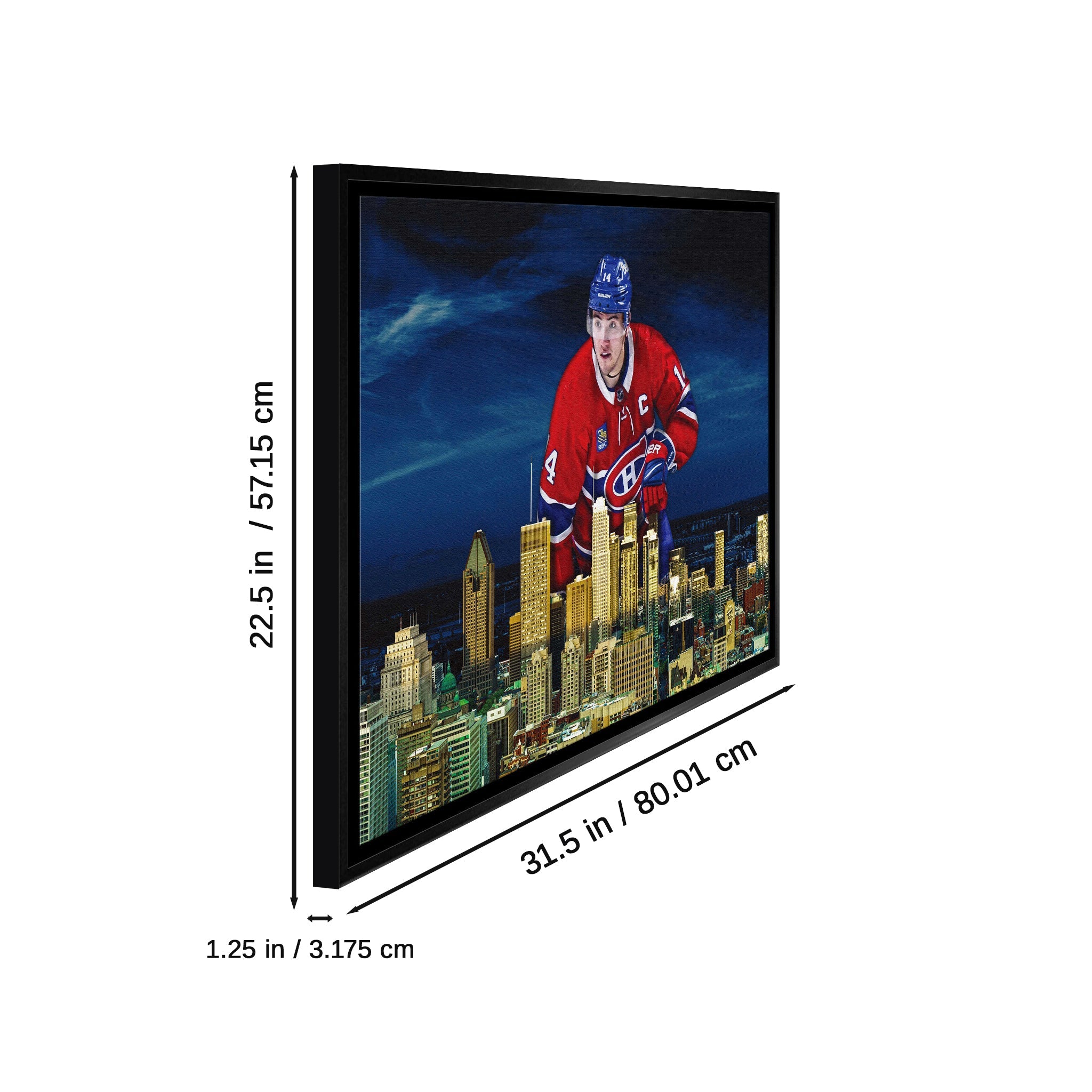 Nick Suzuki 20x29 Framed Canvas Canadiens Skyline