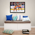 Charger l'image dans la visionneuse de la galerie, Leon Draisaitl and Connor McDavid 20x29 Framed Canvas Oilers Celebration-H
