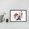 Charger l'image dans la visionneuse de la galerie, Connor McDavid and Sidney Crosby Framed 20x29 Overhead Face-off Canvas
