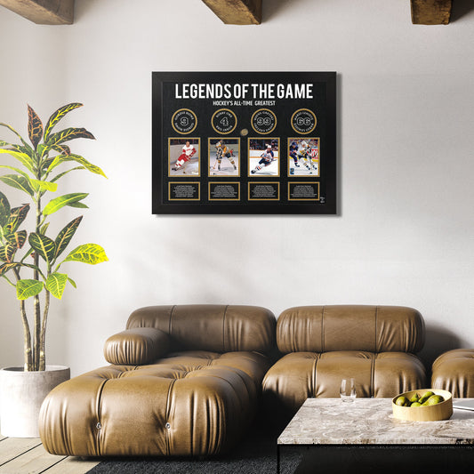 Legends of Hockey: Howe, Orr, Gretzky, Lemieux - Framed Collage