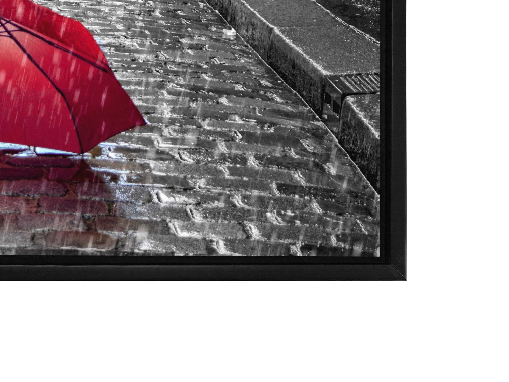 Canvas Wall Art-Red Umbrella Eiffel Tower-Printed Artwork