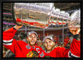 Charger l'image dans la visionneuse de la galerie, Jonathan Toews & Patrick Kane Chicago Blackhawks Framed 20x29 Lifting Stanley Cup Canvas
