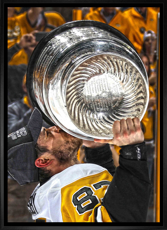 Sidney Crosby Pittsburgh Penguins Framed 20x29 Kissing Cup Canvas